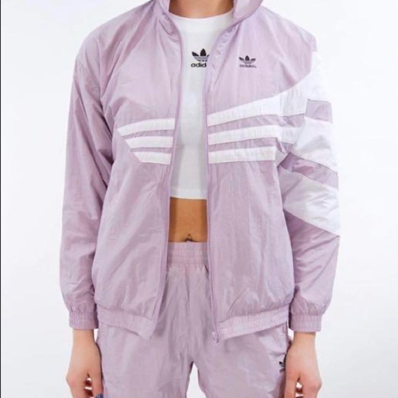 Adidas retro windbreaker jacket in lavender - Picture 2 of 9